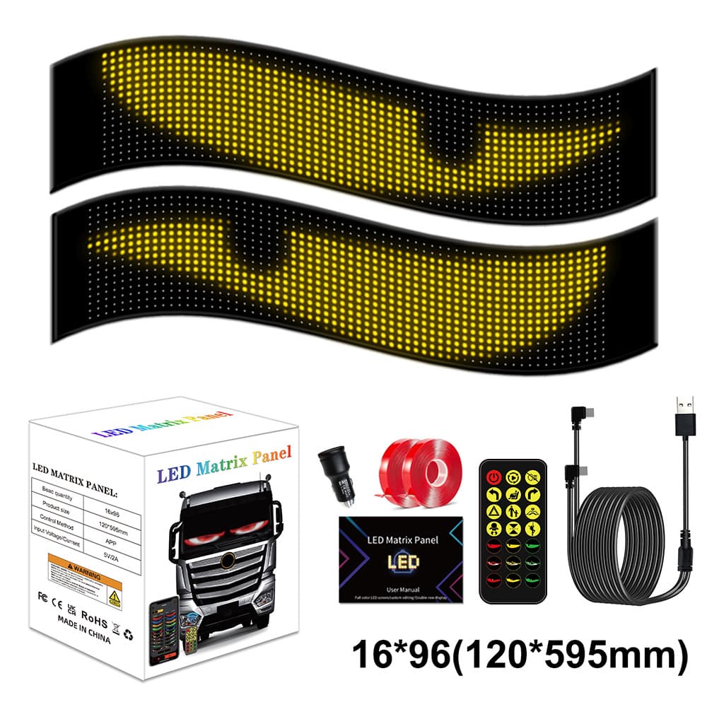 Cross-border LED Flexible Car Screen USB Vehicle Soft Advertising Screen APP Bluetooth Window Glass Demon Eye Soft Screen