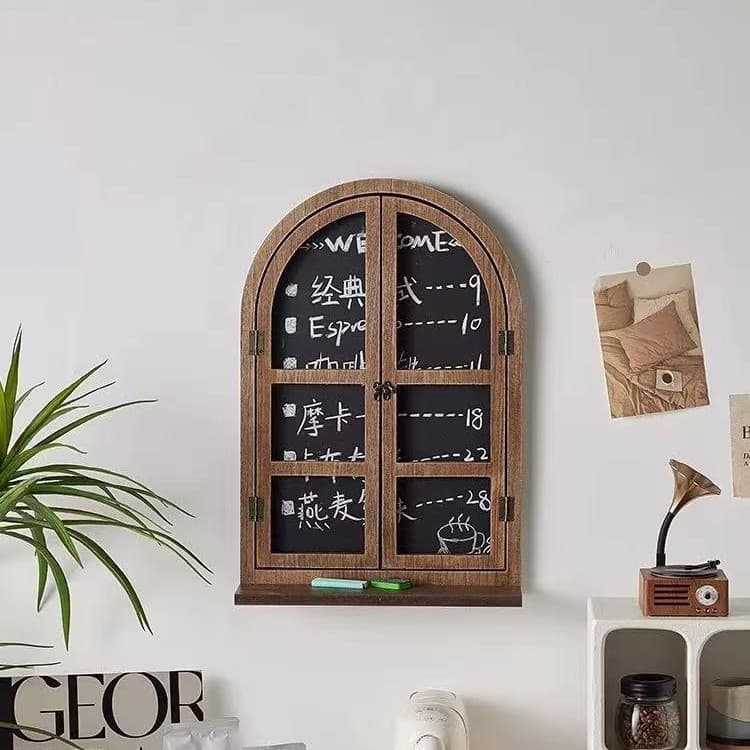 Shop coffee shop wall decoration blackboard false window background wall hanging wall decoration pendant milk tea shop wooden message board