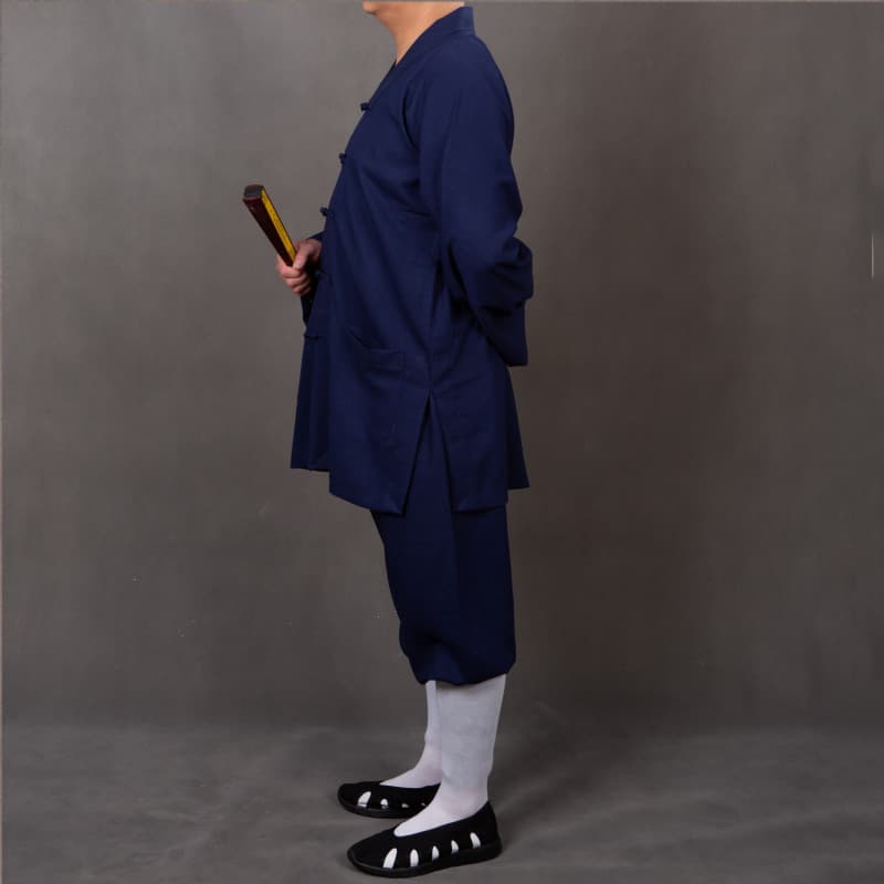 Shangxinyuan Manufacturer Summer Linen Taoist Attire Sanqing Collar Diagonal Front or Straight Front Short Jacket, Taoist Unisex Practice Wear Tai Chi Suit