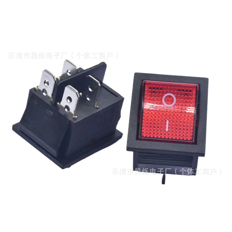 KCD4 Rocker Switch 16A 250V Flame-Retardant Silver Contacts 4-Pin 2-Position Illuminated Toggle Switch for Home Appliances