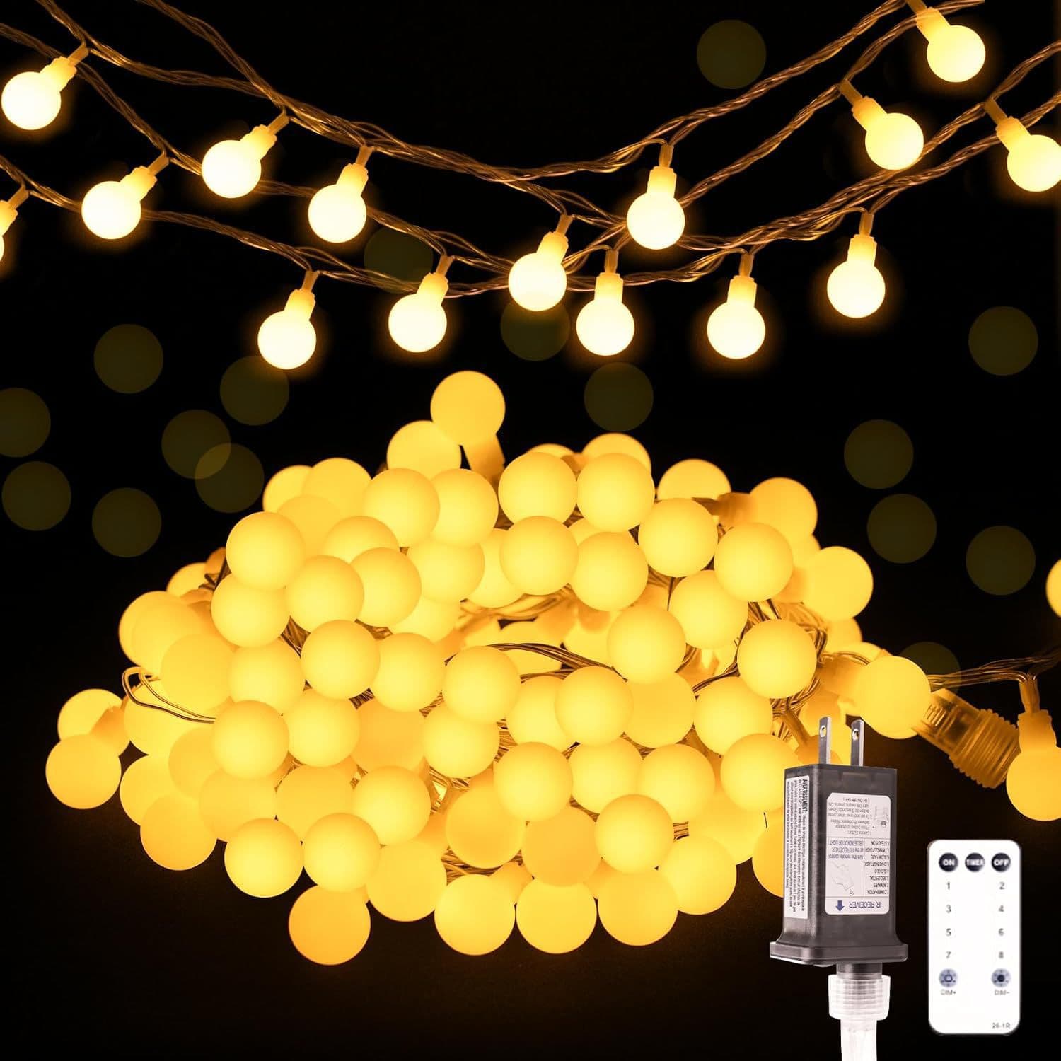 Solar String Lights Outdoor Camping Tent Atmosphere Decorative Round Ball Star Lights Garden Patio Fairy Lights Night Light