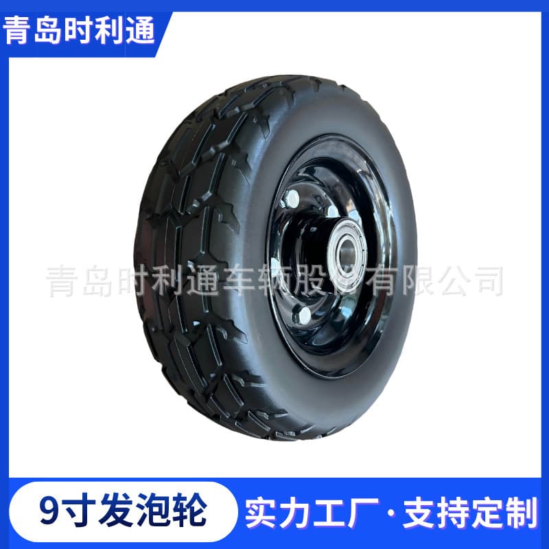 Factory sale of 10-inch PU foam wheels, customizable solid wheels for hand trucks, tool carts, and warehouse cart tires.