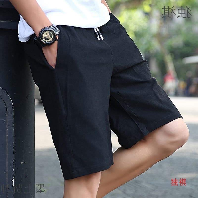 Dropshipping 2022 Summer Cotton Linen Five-Point Pants Men's Casual Pants Trendy Youth Beach Linen Men's Shorts