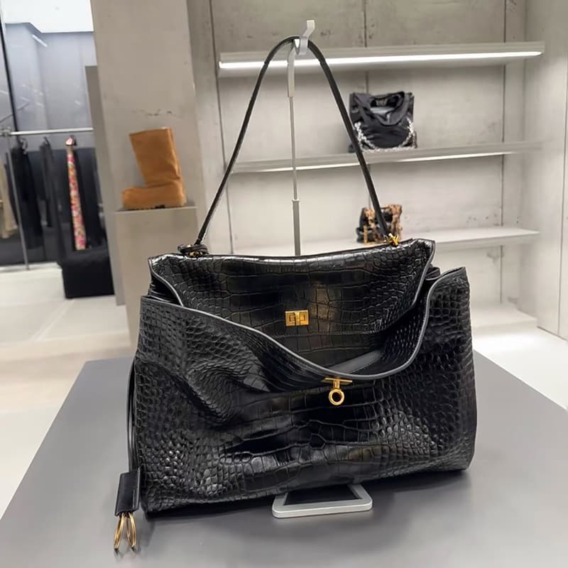 Cross-border Douyin wholesale crocodile pattern bag rodeo tote bag commuter genuine leather women's bag large capacity women's shoulder bag