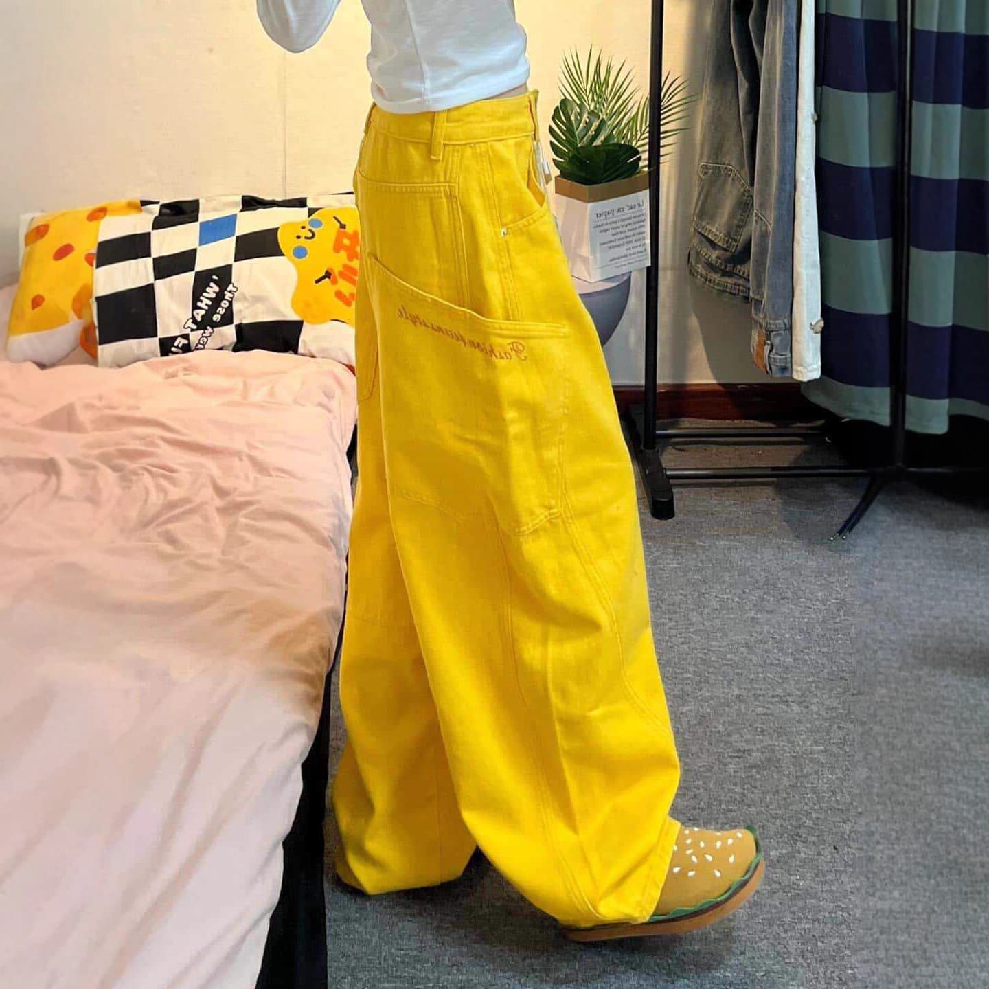 [Han Niu] 2025 Autumn and Winter New American Retro Design Scimitar High Waist Loose Wide Leg Jeans for Women