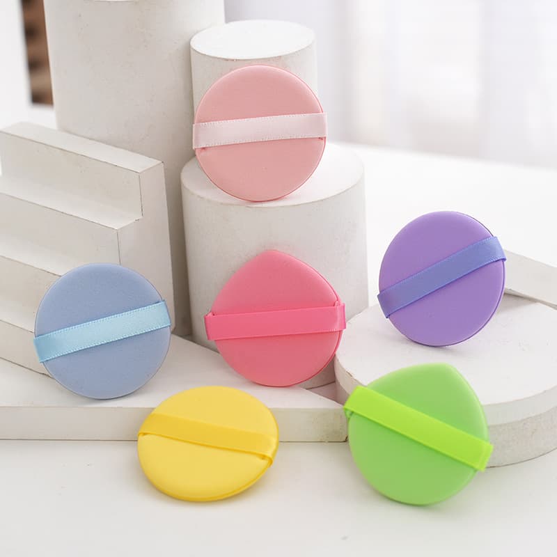 Xuanzi Solid Color Macaron Non-Powder-Absorbing Flocked Mini Powder Puff Cushion Makeup Artist Special Loose Powder Blush Sponge Tool