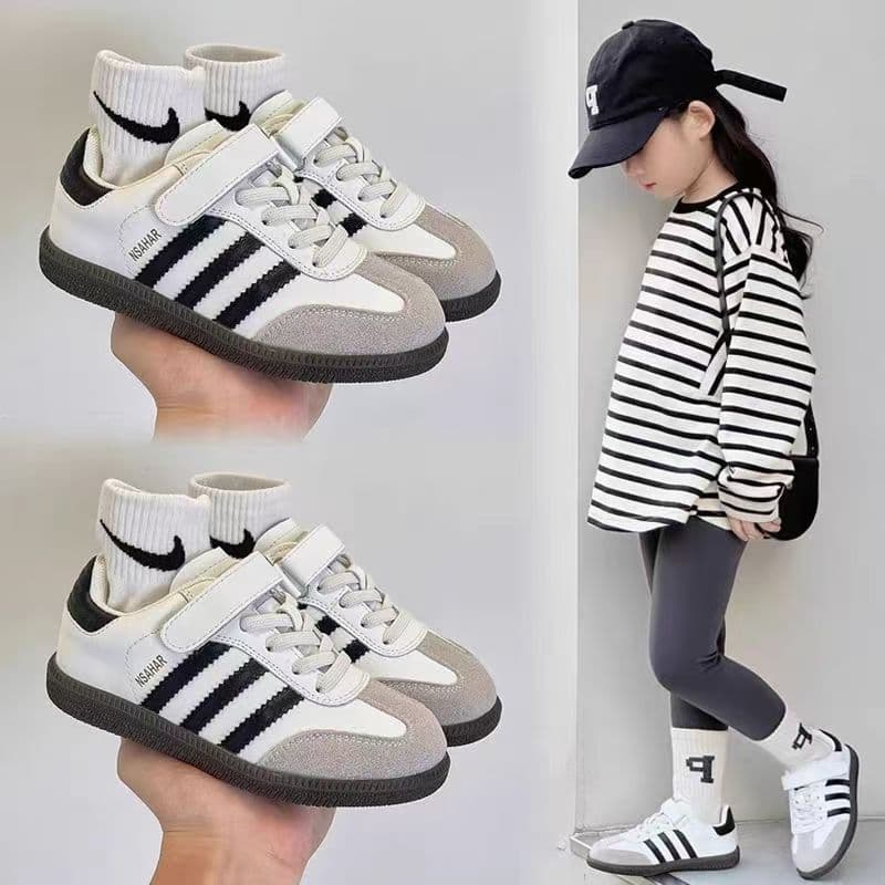 Girls Genuine Leather Trendy German Training Shoes 2025 Spring Autumn New Boys Shoes Korean Style Children Breathable Baby White Shoes
