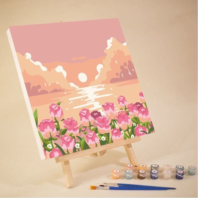 Factory wholesale of 10-12 color high-brightness, high-quality landscape DIY digital oil painting and hand-painting oil painting.
