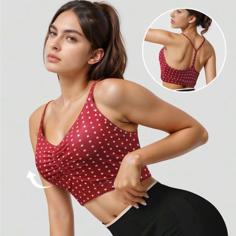Sexy backless strappy polka-dot camisole swimsuit resort style cute girly split bikini spa