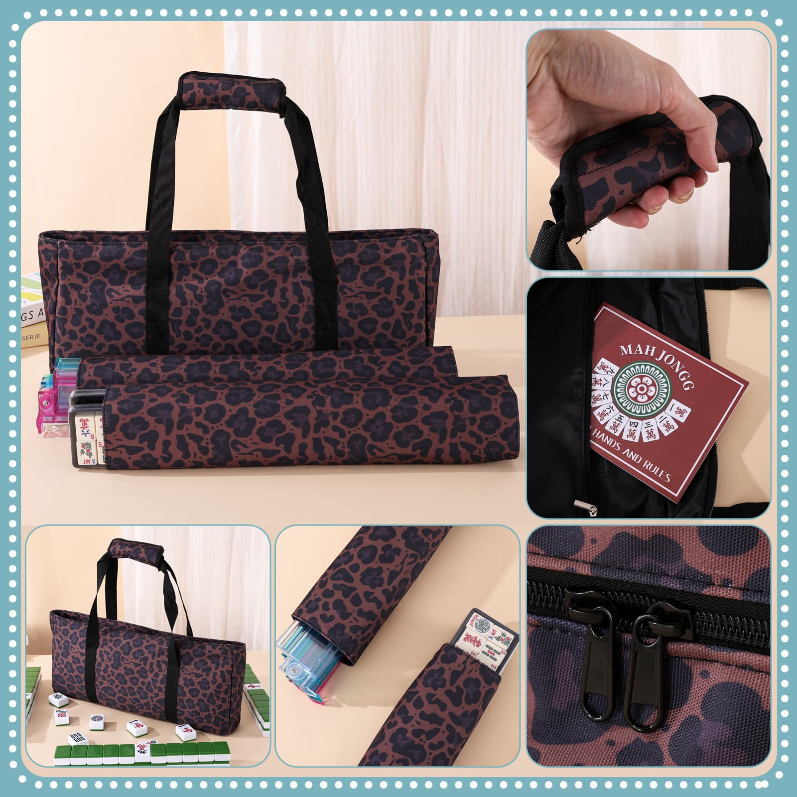 Amazon Cross-border Leopard Print Travel Bag Vintage Makeup Bag Large Capacity Storage Bag Mahjong Bag Makeup Bag Large Capacity