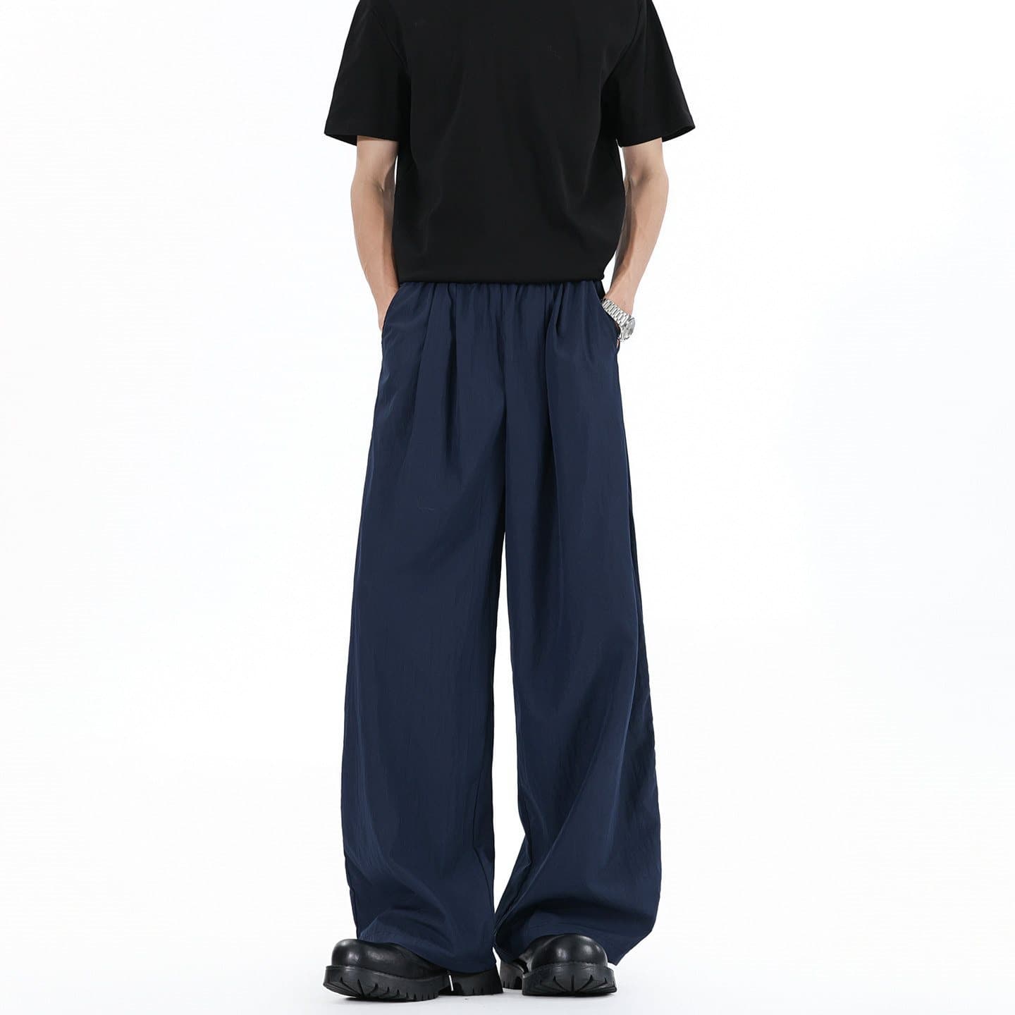 K171 Ice Silk Draped Lazy Style Yamamoto Pants Floor-Length Light Blue Wide Leg Casual Pants Special P20