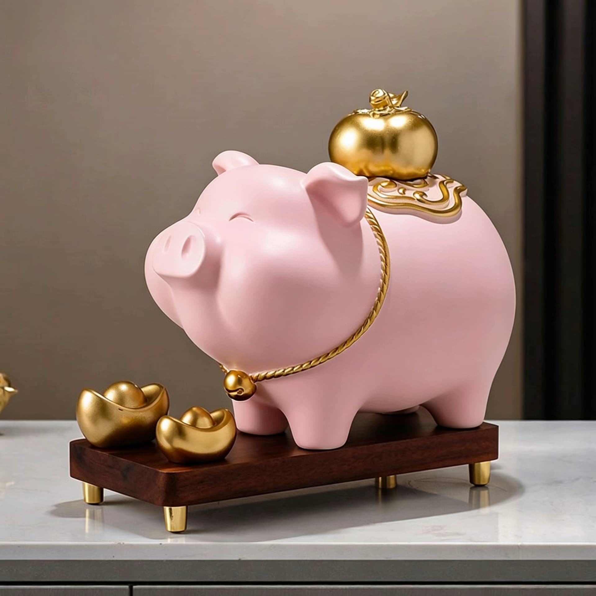 Creative Good Luck Pig Piggy Bank Ornament for Living Room TV Cabinet Wine Cabinet Decoration Housewarming Gift
