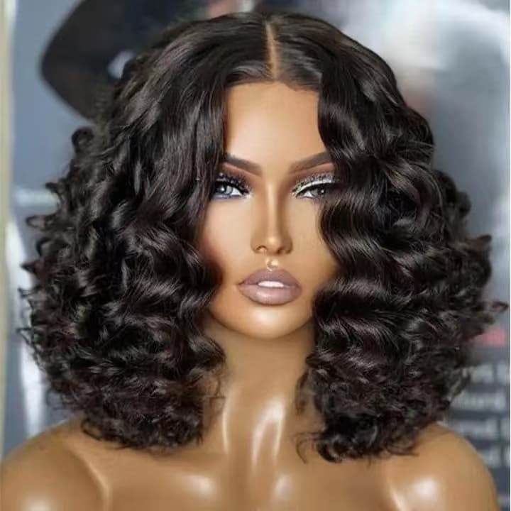 Women's Full Coverage Wig Lace Frontal High Temperature Silk Short Curls Wave Cosplay Hairpiece Heat Resistant Synthetic Hair