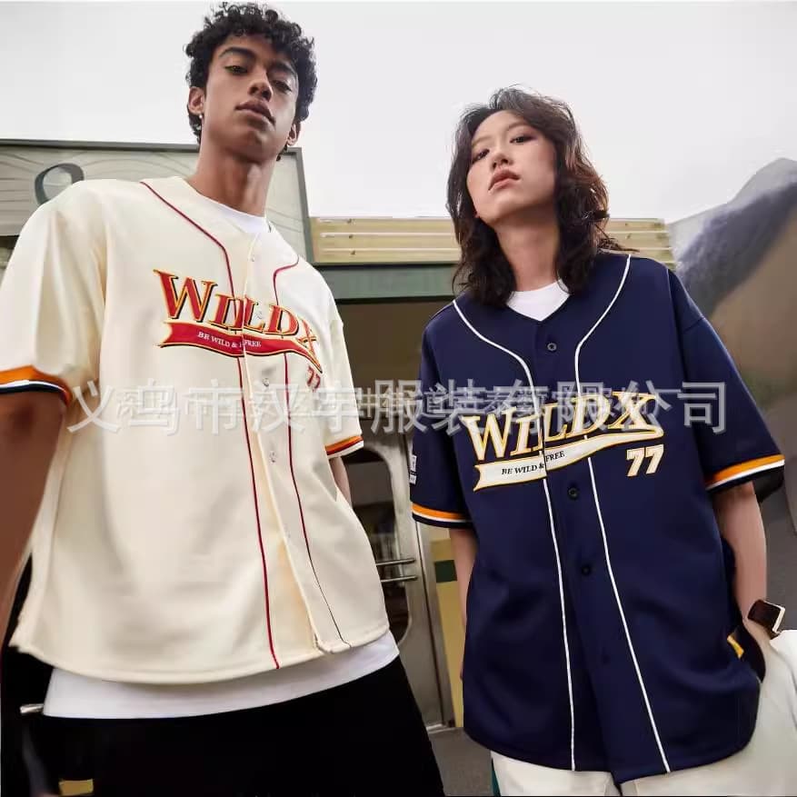 Foreign trade TK trendy brand digital printing full button V-neck softball uniform baseball uniform T-shirt sublimation baseball jersey