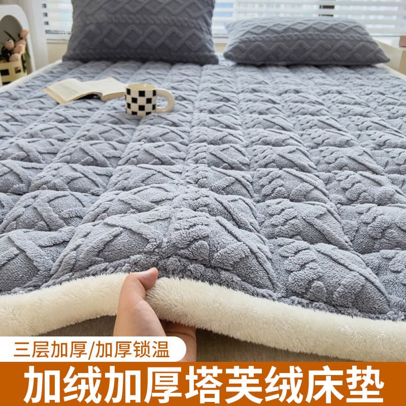 Winter Milk Fleece Bed Protector, Soft Cushion, Thickened Mattress Topper, Warm Quilted Pad, Thin Mat for Single Student Dorm Bed