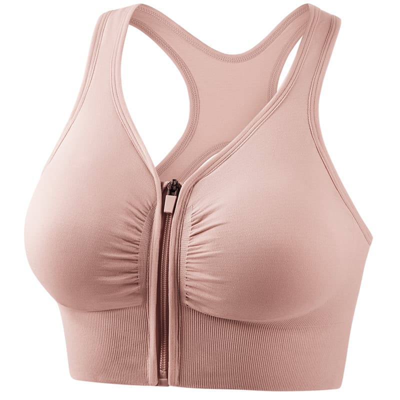 Front Zipper Sports Bra Women Cross Back Supportive Push Up Bra Running Fitness Yoga Vest Plus Size