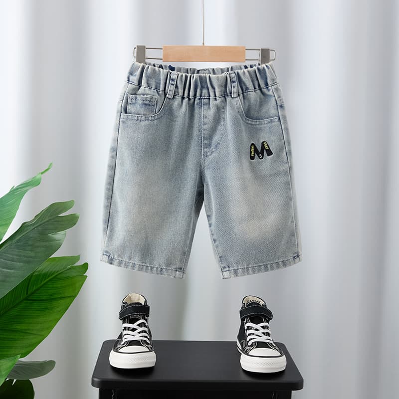Summer Boys' Shorts Children's Denim Mid-Length Pants Thin Jeans Versatile Boys' Five-Point Pants Kids' Clothing