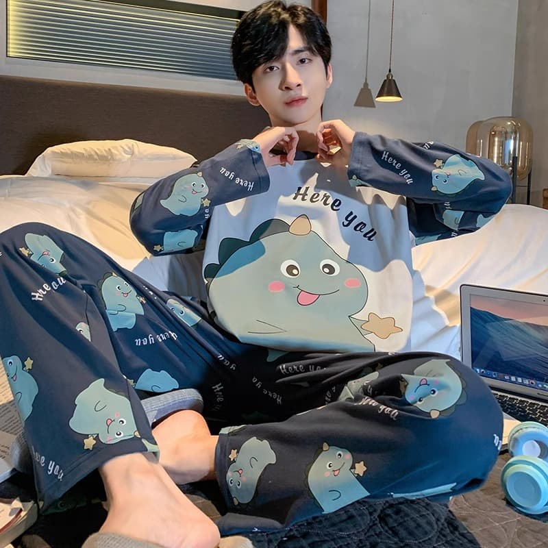 Pajamas for men, spring and autumn 2025 new long-sleeved trousers, high-end, can be worn outside, teenagers, large size home clothes