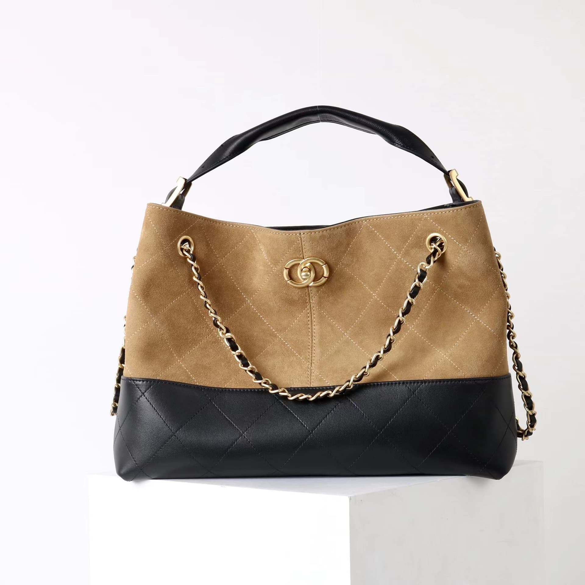 Xiaoxiangfeng matte leather brown bag tote bag for women large capacity new chain bag retro hobo armpit bag