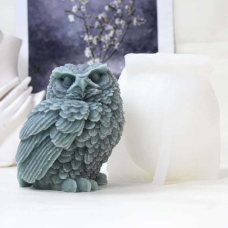 New Cross-border 3D Large Owl Aromatherapy Candle Mold Ins Baking Cake Plaster Silicone Mold