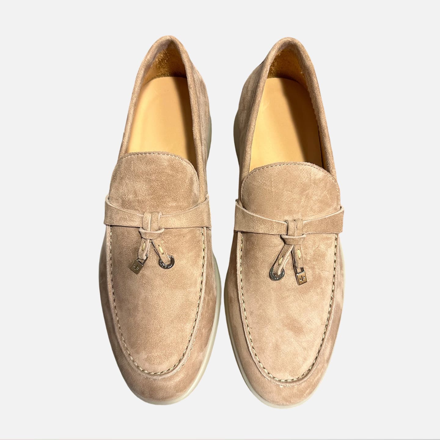 In Stock Sheepskin Tassel Loafers Men Fashion Genuine Leather Casual Shoes Metal Buckle Soft Sole Slip-On