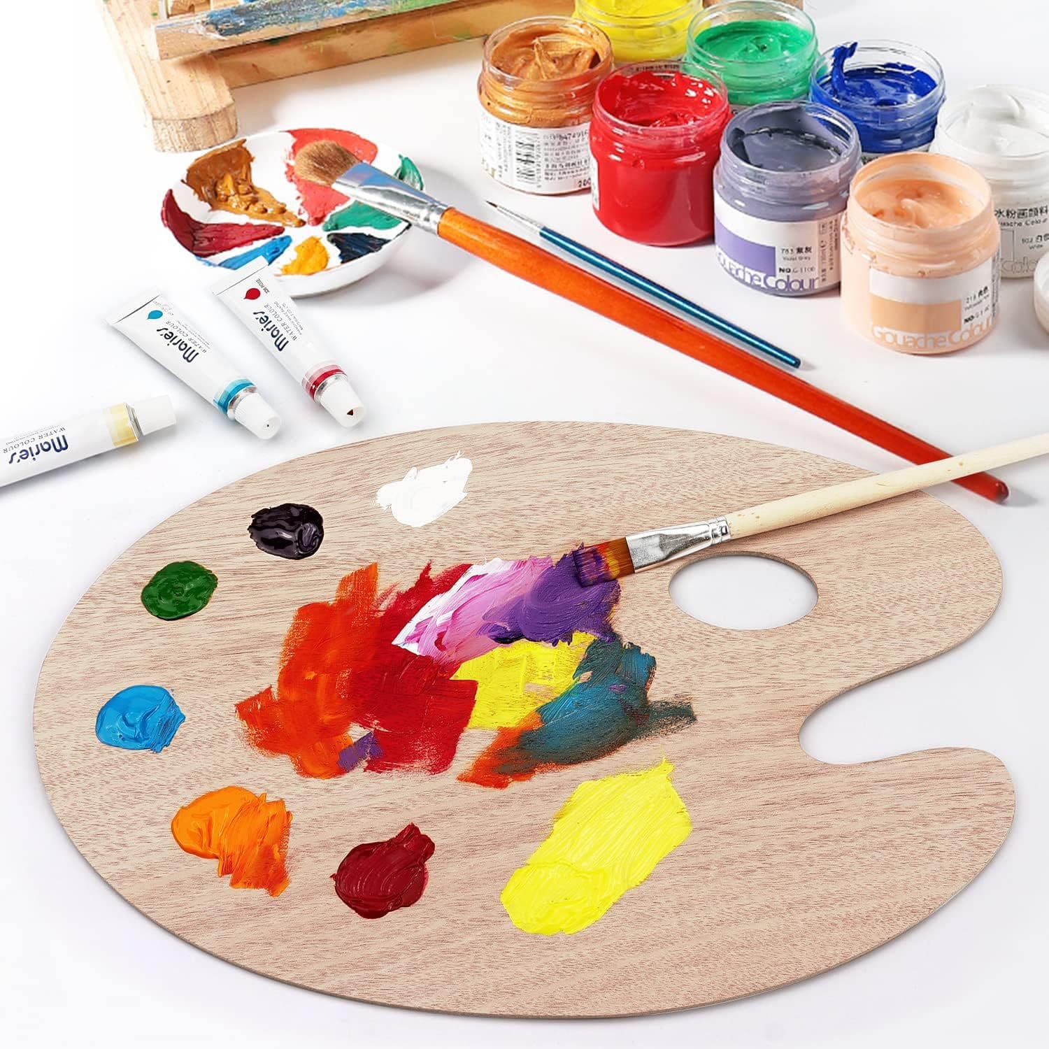 New Solid Wood Palette Oil Painting Palette Wooden Gouache Palette Art Student Special Sealed Oil Palette