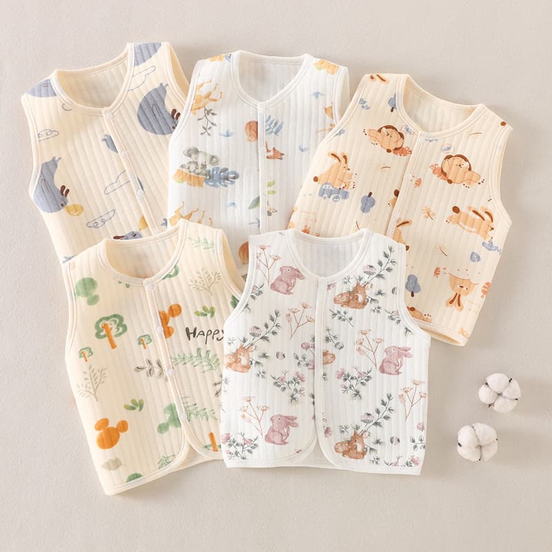 Baby Warm Vest Pure Cotton Seamless Spring/Autumn Outer Wear Baby Vest Newborn Autumn/Winter Shoulder Warmer Thickened Soft Vest