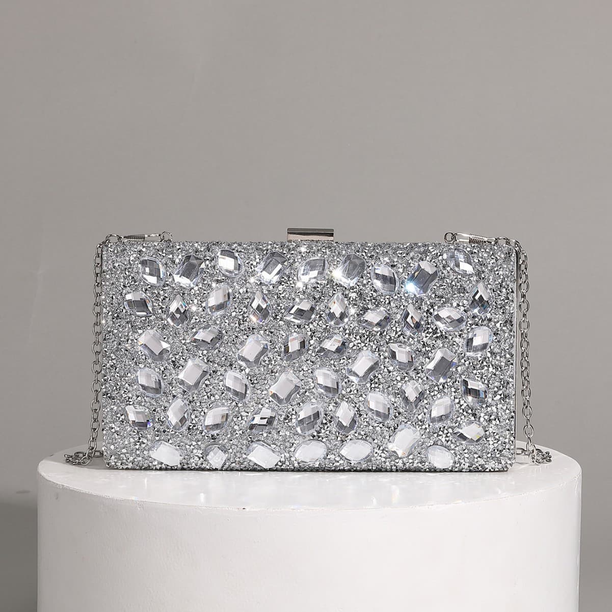 Factory Direct Sales Cross-Border European and American Evening Bags, Clutch Bags, Rhinestone High-End Evening Chain Bags, European and American Cross-Border Box Bags