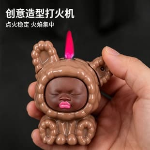 Black Figure Cartoon Natasha Lighter Cute Pink Flame Funny Novelty Lighter Viral Hot Item
