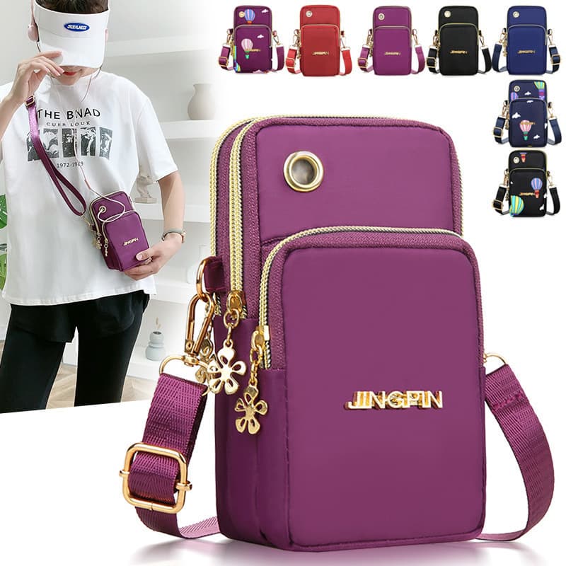 Women's vertical shoulder crossbody bag, 2025 new nylon Oxford fabric small shoulder bag with zipper coin purse