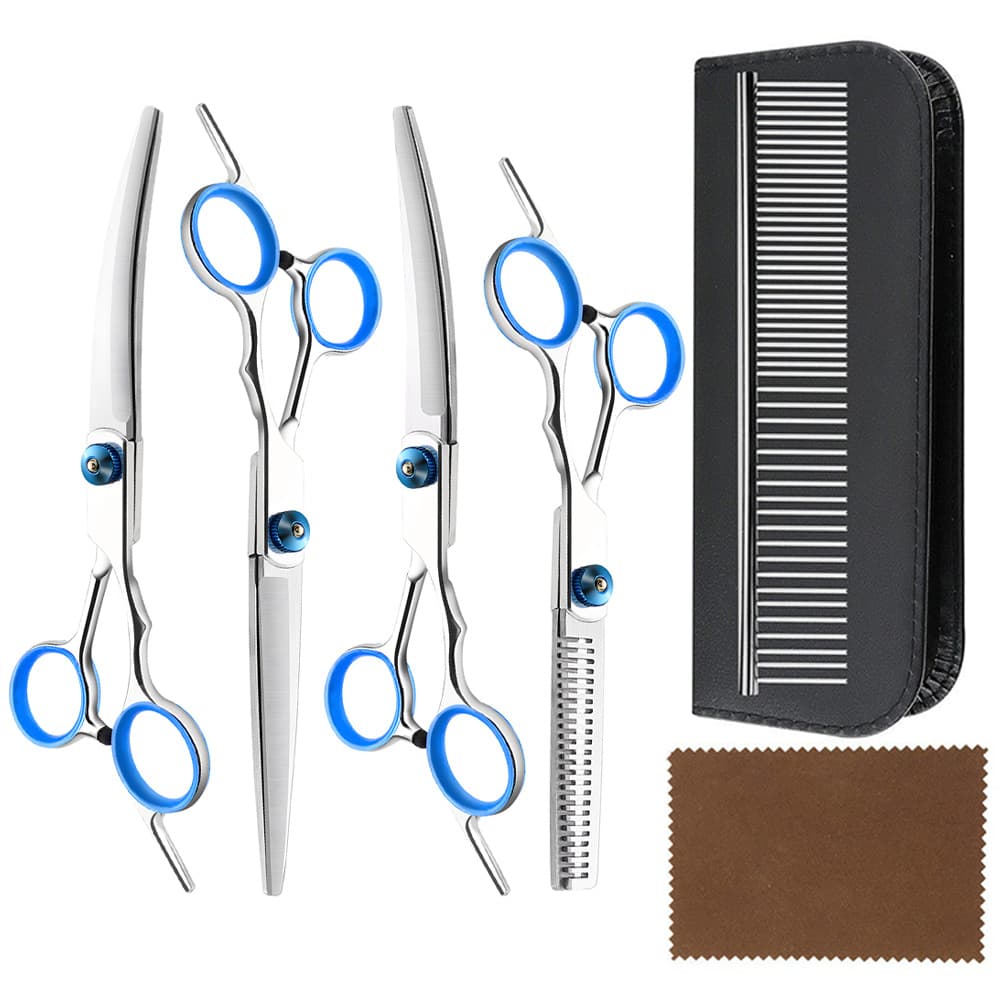 Pet grooming scissors, gold trimming tools, cat straight shears, curved shears, Teddy, Bichon Frise, dog set