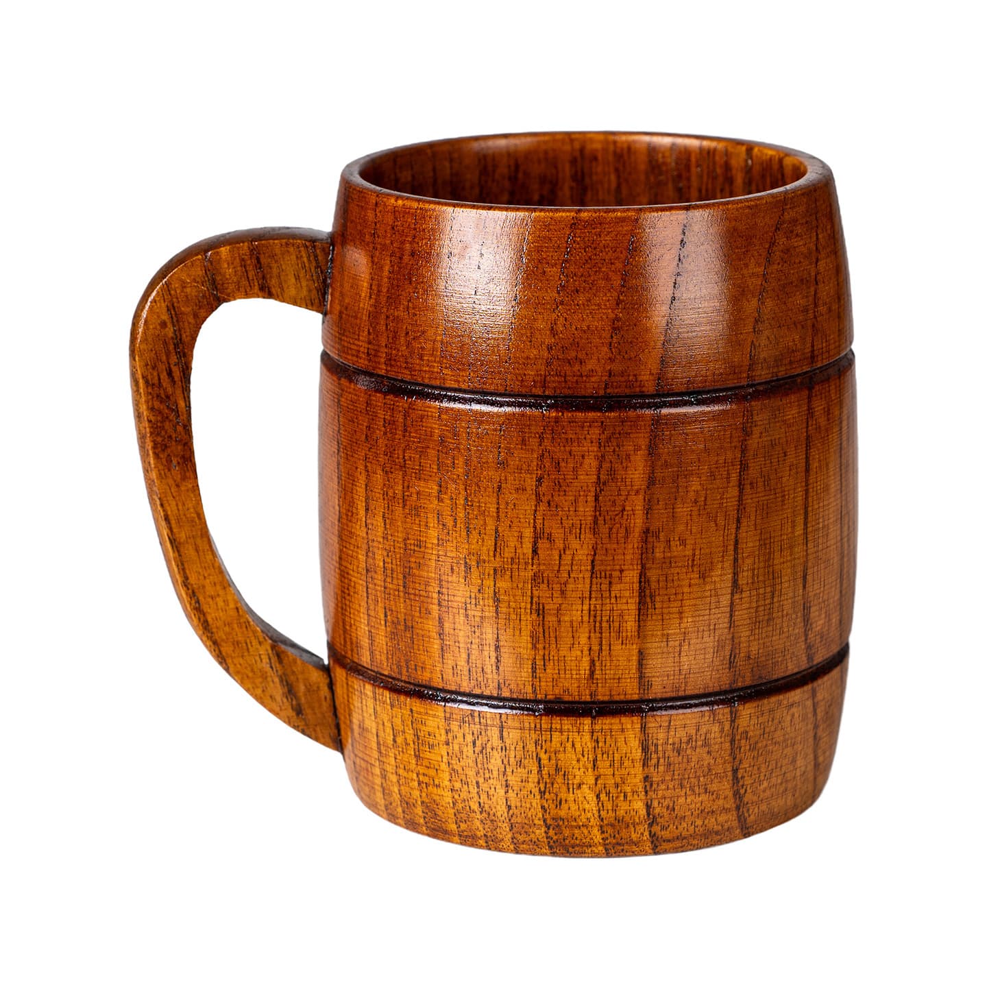 Cross-border Sour Jujube Wood Barrel-Shaped Mug Wooden Beer Cup with Handle, Coffee Cup, Tea Cup