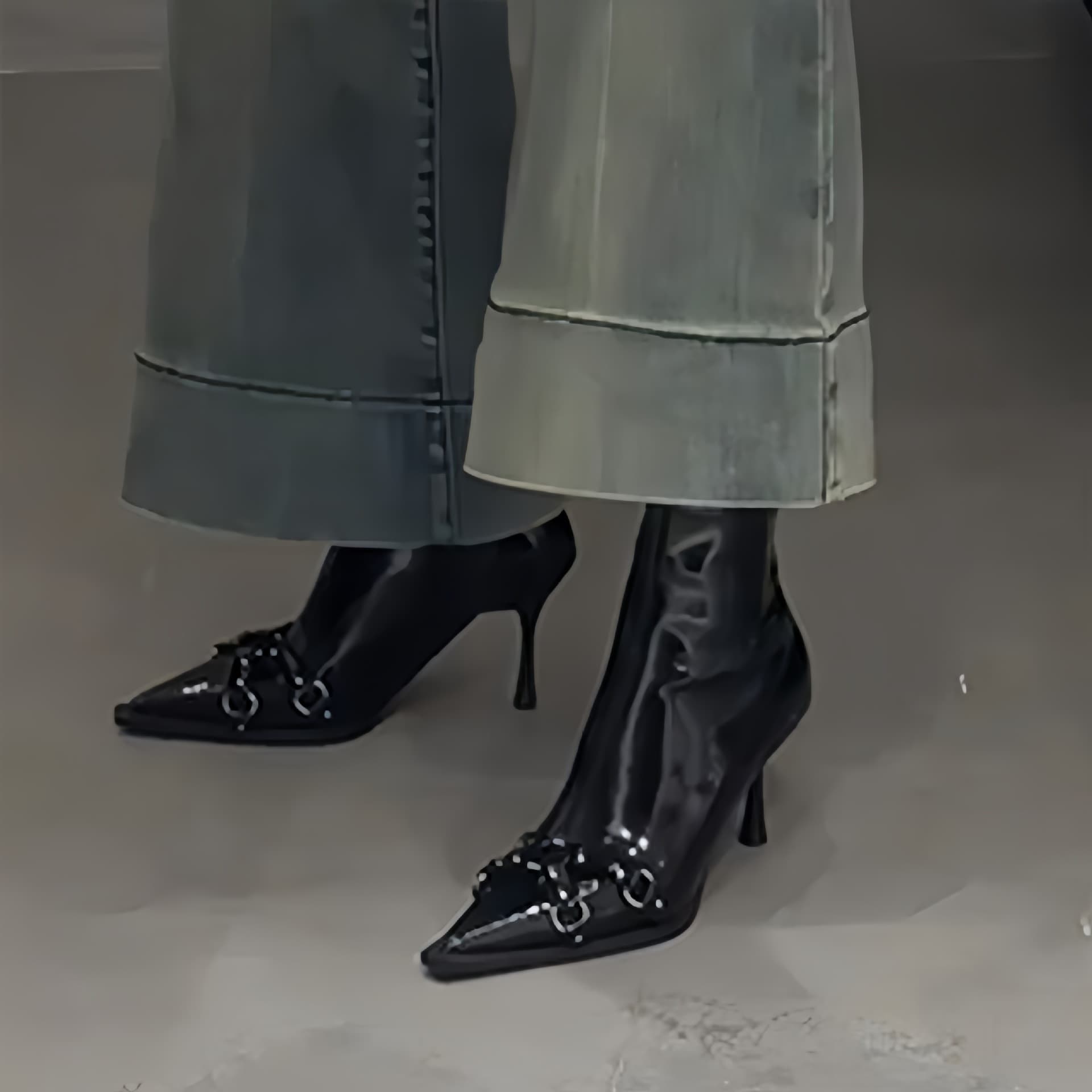 Patent leather pointed toe high-heeled short boots for women with stiletto heel and side zipper slim boots autumn and winter plus velvet ankle boots with belt buckles fashion boots