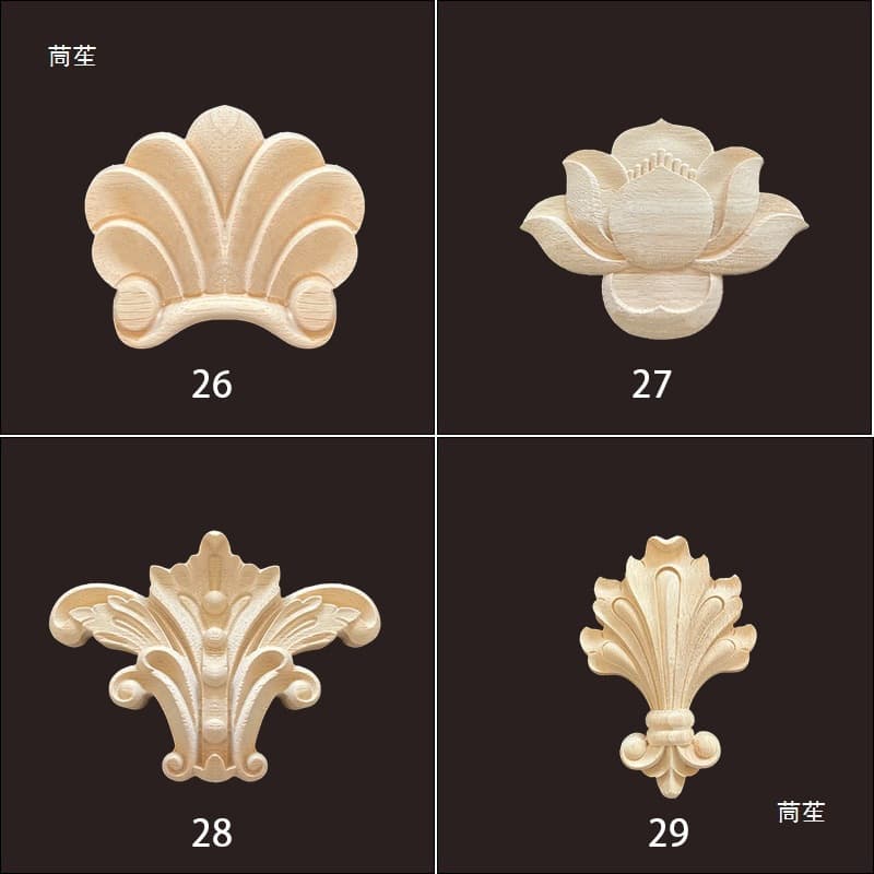 Dongyang Wood Carving Solid Wood European Style Small Decorative Applique for Furniture Cabinet Door Panel TV Background Wall Corner Trim Accessories