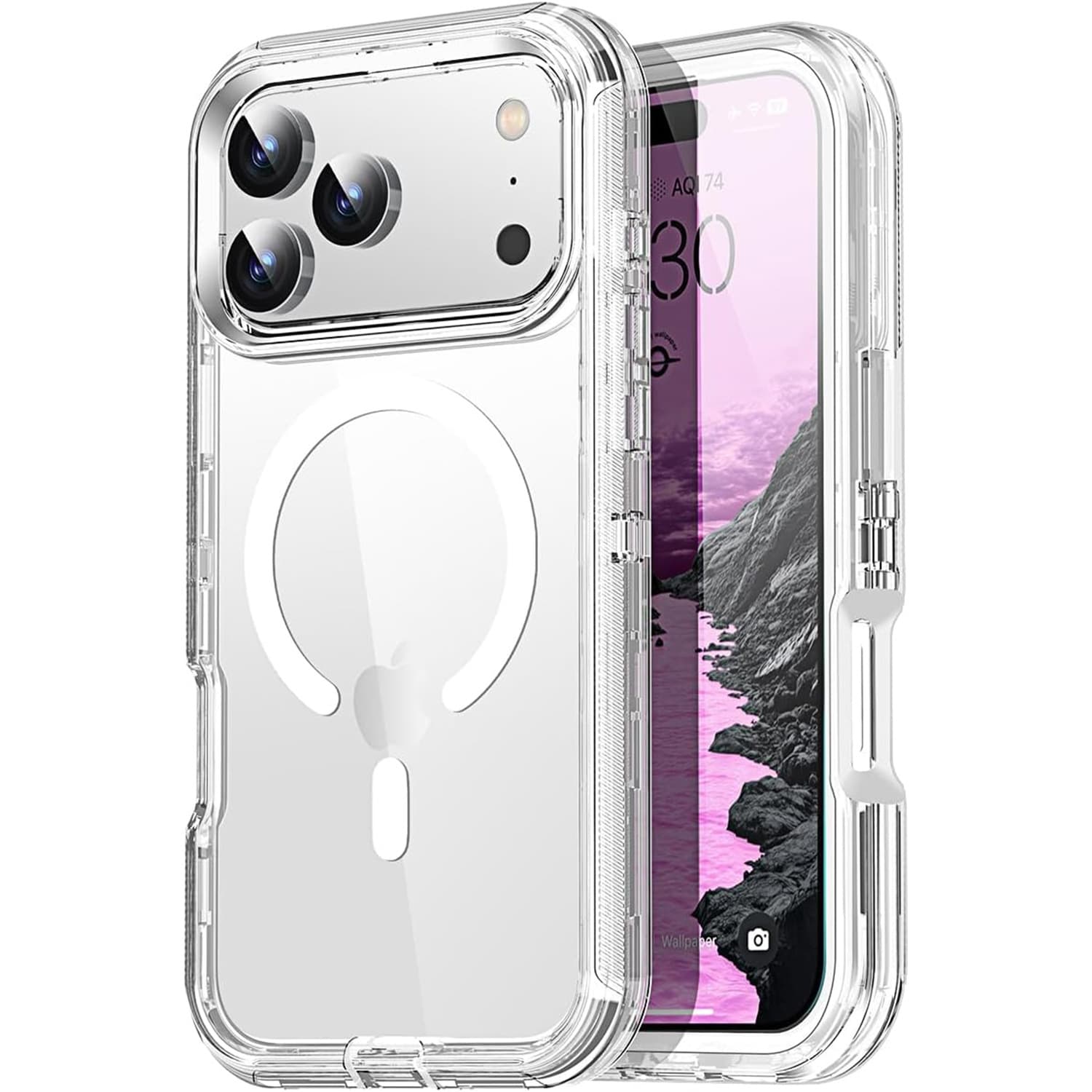 Neutral OTT mobile phone case suitable for iPhone17ProMax transparent magnetic protective cover Apple 16E anti-fall 15 hard