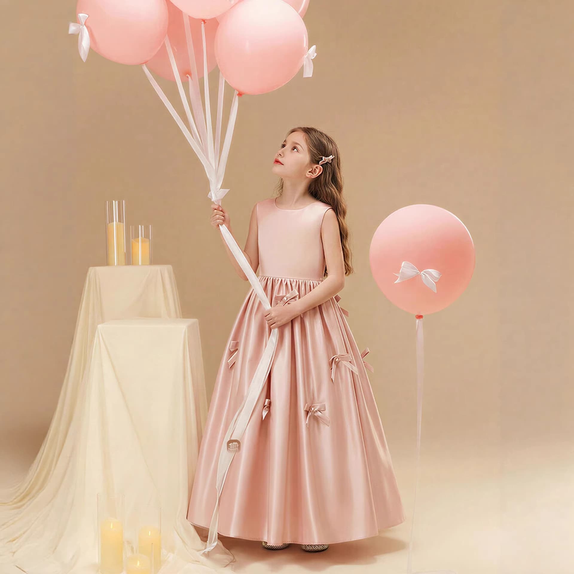 Girls' Birthday Princess Dress Light Luxury Niche Dress Children's Host Piano Performance Costume Satin Dress
