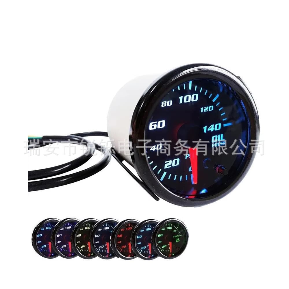 Auto Parts 2'' 52mm Oil Pressure Gauge and Sensor with Rainbow Car Digital LED 0-140 PSI