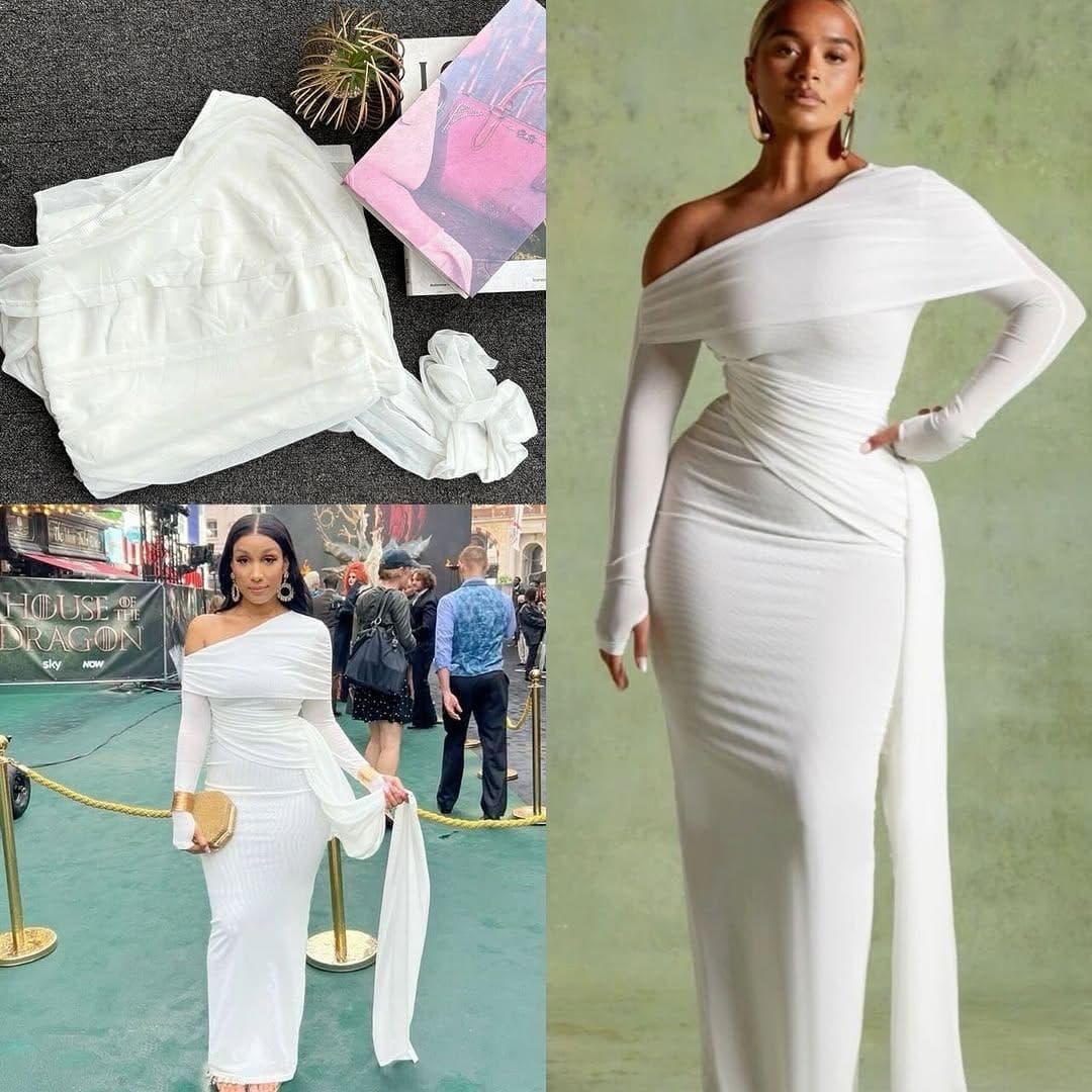 Amazon Cross-Border EU/US New Solid Mesh Sexy One-Shoulder Asymmetric Long Sleeve Elegant Dress for Women