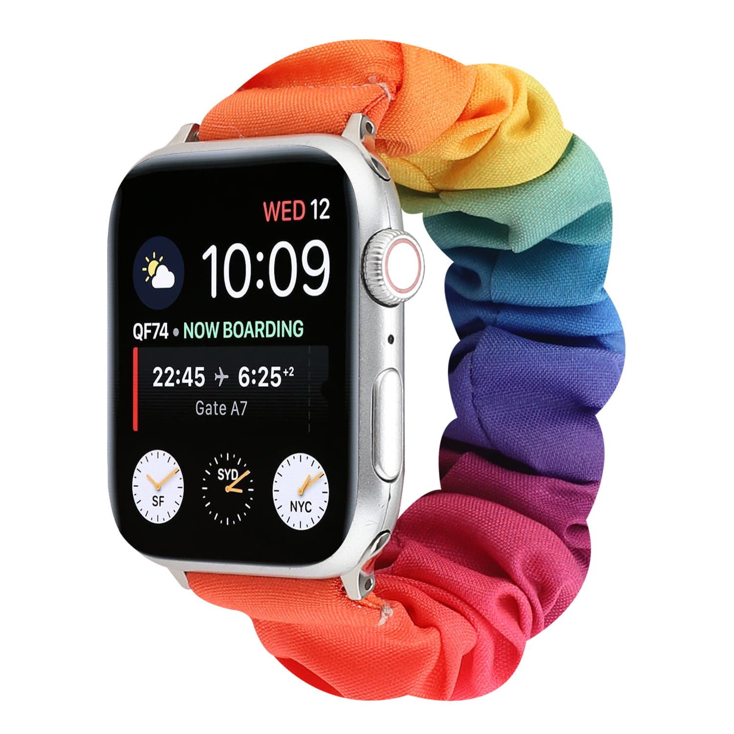 Compatible with Apple iWatch Series 7 6 5 4 3 2 SE, One-Piece Scrunchie Elastic Hair Tie Printed Fabric Wristband