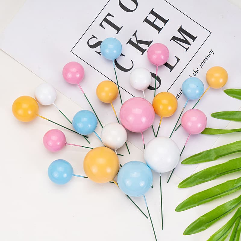 3D Foam Round Ball Cake Decoration, Gold and Silver Balls, Party Decor, Ins Style Colorful Circles
