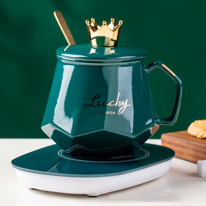 Trendy Warming Mug Ceramic Electric Heating Base Insulation Health Cup Smart Constant Temperature Water Heating Mug Set