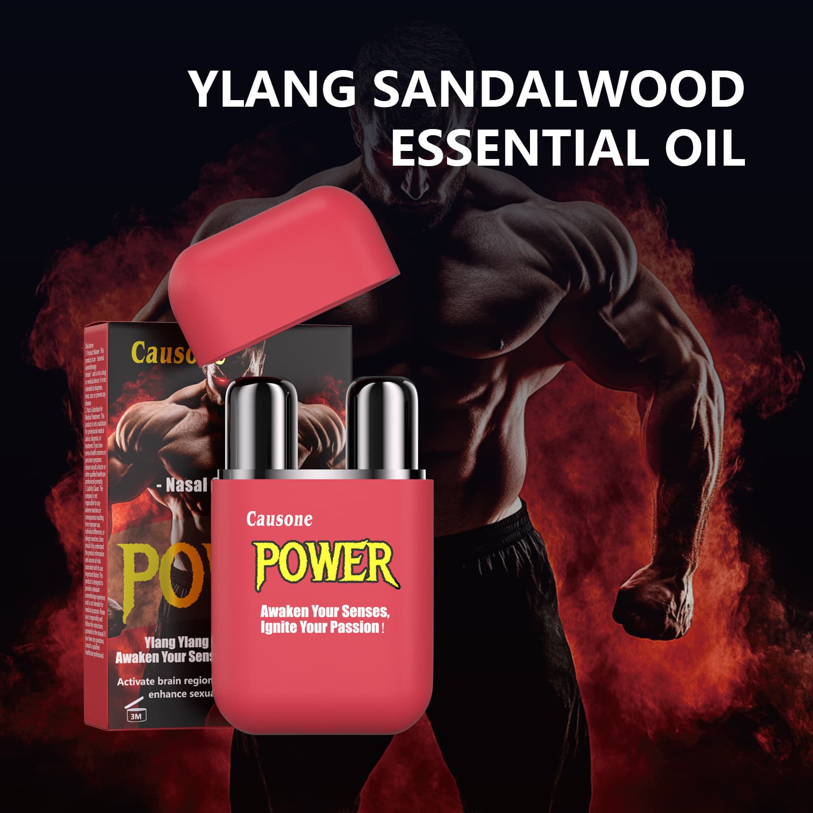 POWER Ylang Ylang Sandalwood Essential Oil Burst Double Hole Energy Stick for Body Care, Nasal Stick