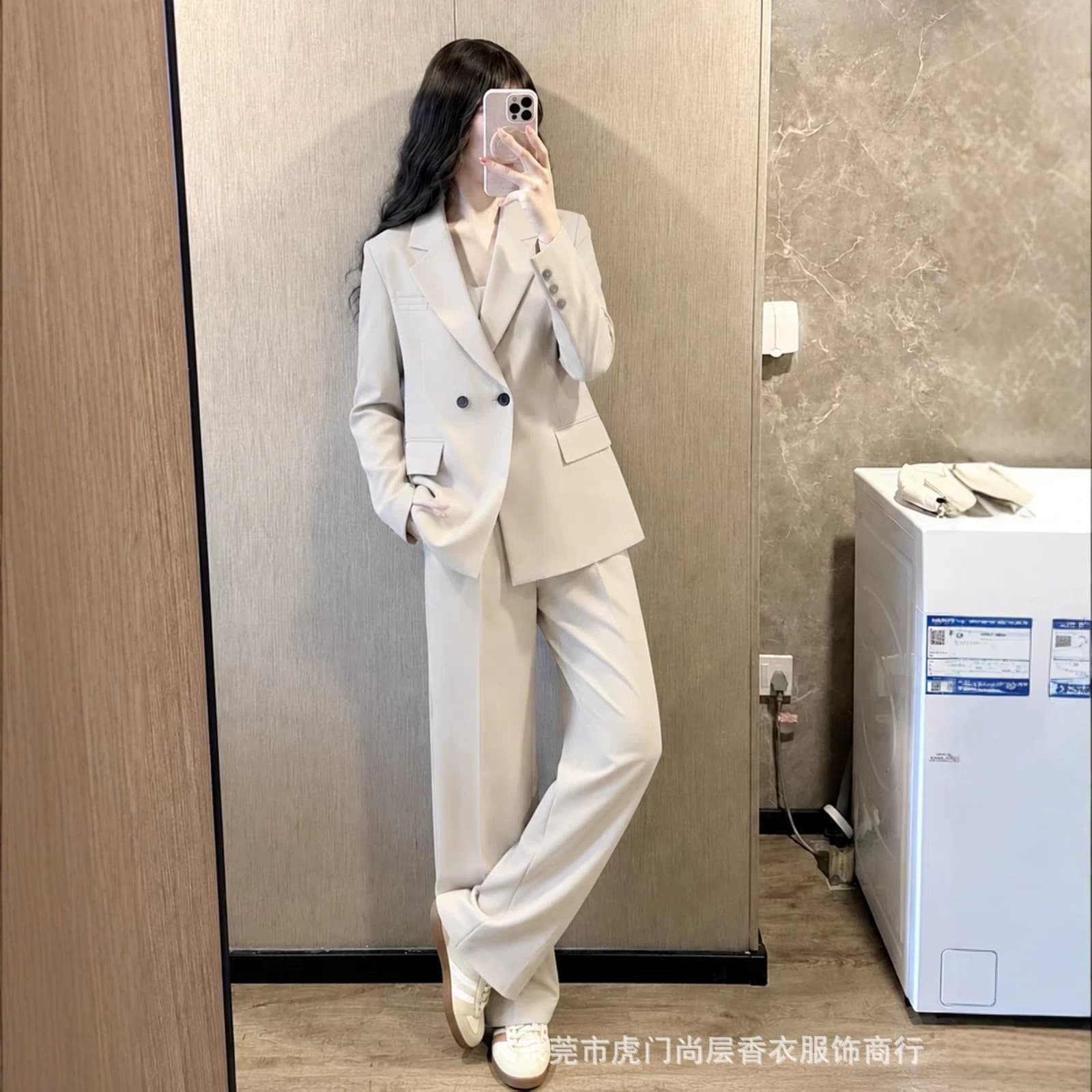 Suit suit for women in spring, autumn and winter cross-border hot style high-end temperament socialite casual small suit jacket wide leg pants
