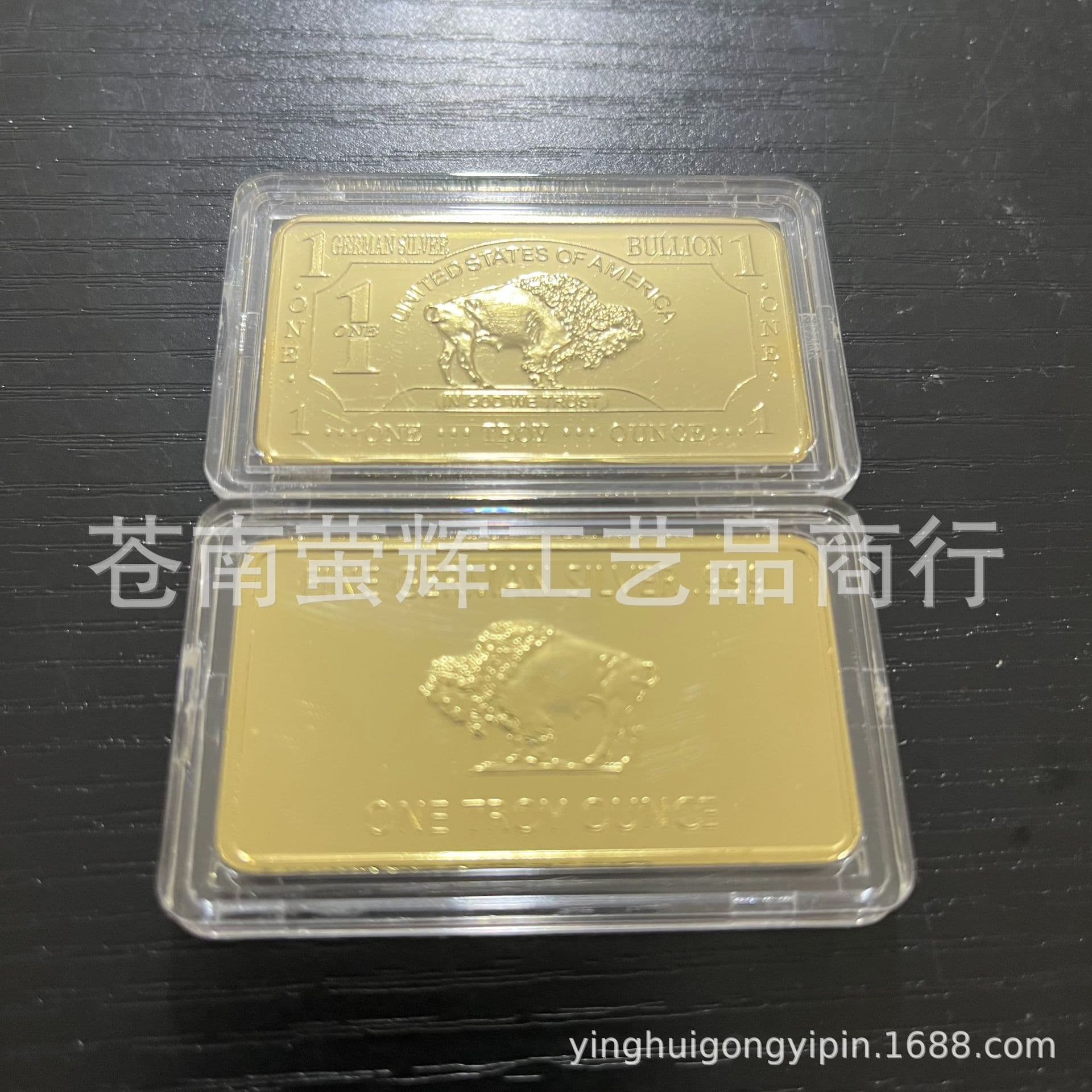 1 oz gold bar shaped commemorative crafts American style gold collection bar transparent box packaging