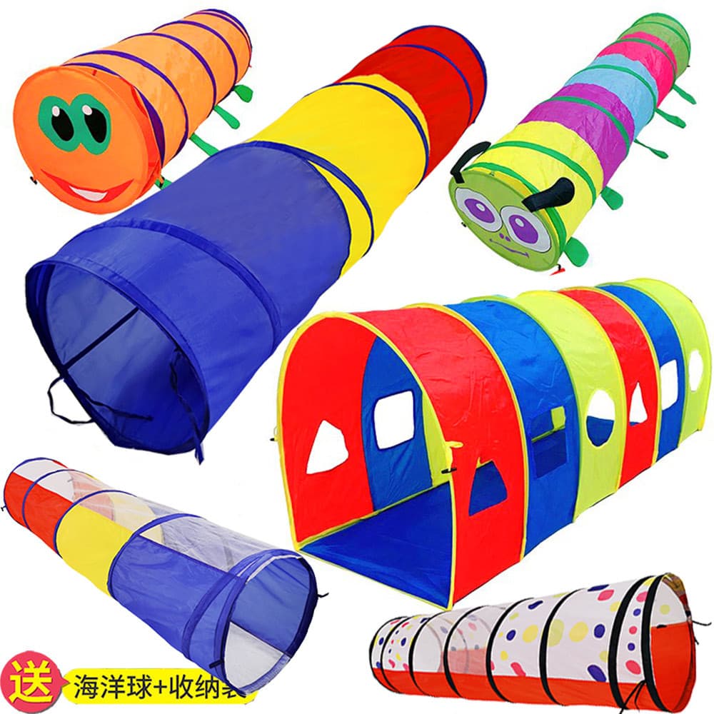 Children's tent, sunlit caterpillar tunnel, crawling tube, infant kindergarten, hole-crawling sensory integration training, thickened for early childhood education.