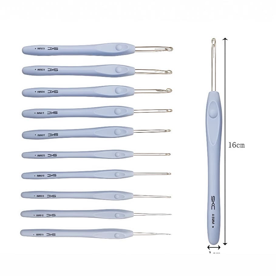 SKC Crochet Hook Blue Knitting Needle Yarn Weaving Tool TRP Soft Handle Aluminum Crochet Hook for Scarves Hats Tools