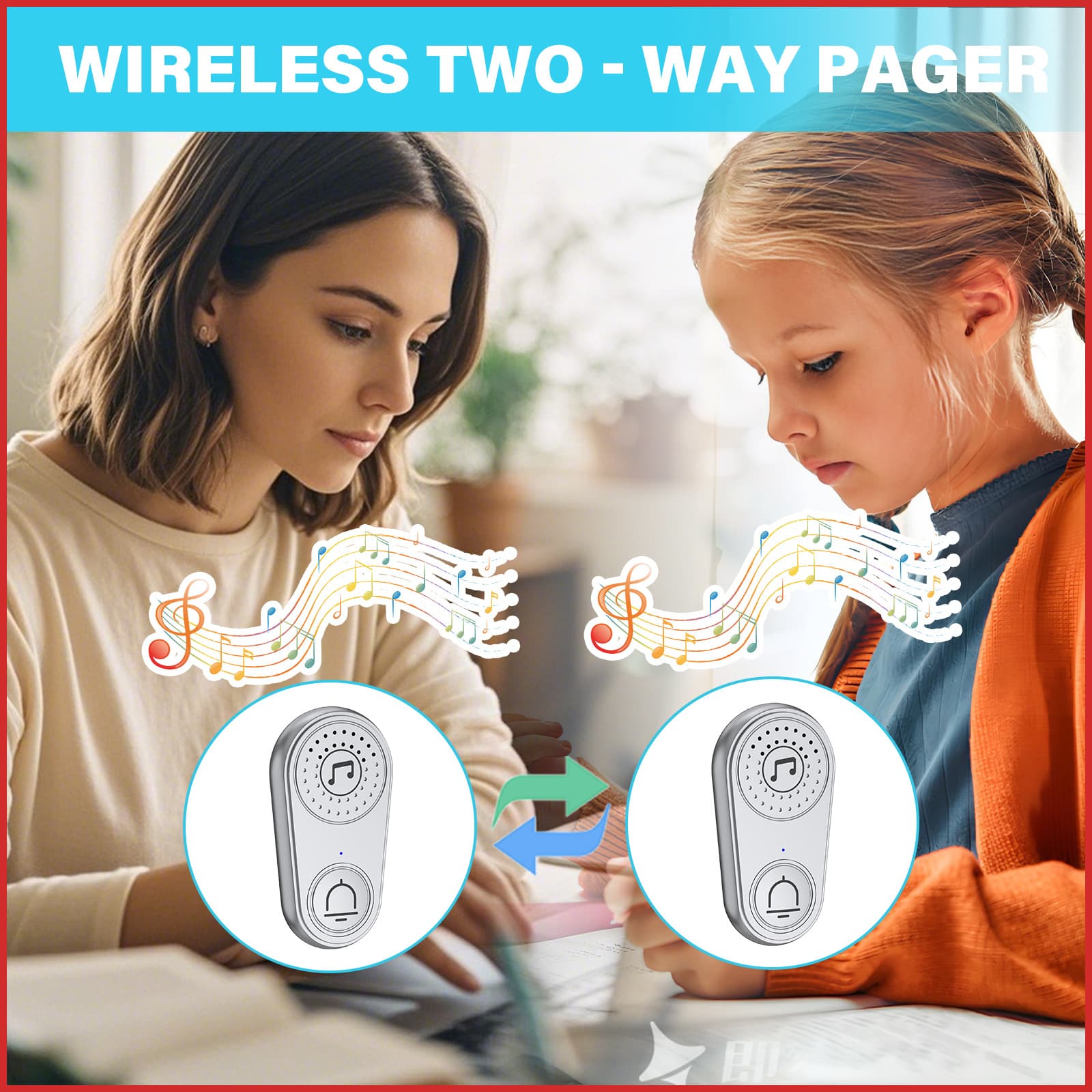 Cross-Border Wireless Two-Way Caller for Emergency Home Use, Elderly and Children's Bedside Bell, Doorbell with Wireless Door Chime