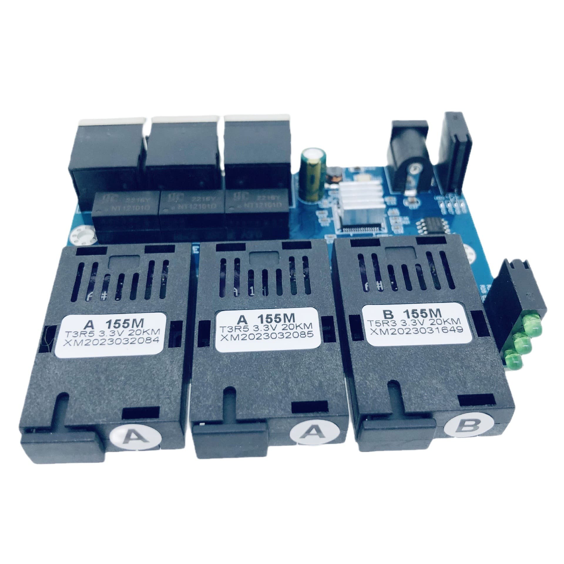 Free Shipping for Bulk Orders 100M 3 Optical 3 Electrical Fiber Optic Transceiver Single Mode Single Fiber 3 Optical 3 Electrical Fiber Converter PCBA Board