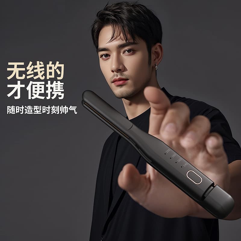 New Generation Wireless Hair Straightener for Bangs, Men's Short Hair USB Charging Flat Iron, Dual-Use Mini Curling Wand
