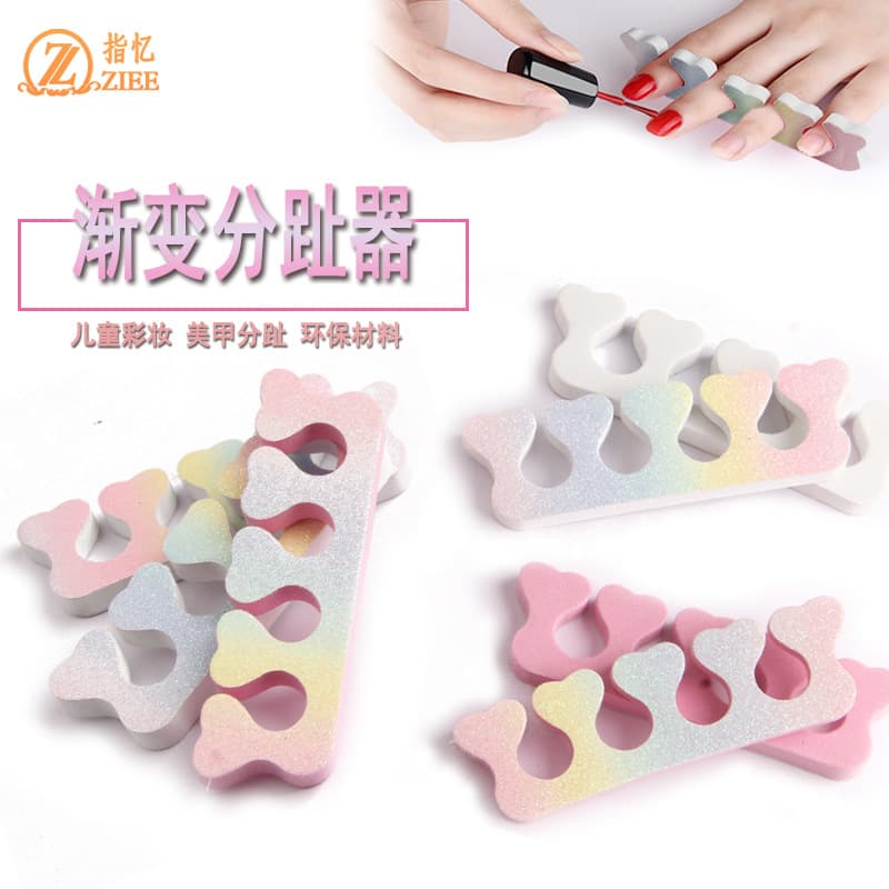 Factory Wholesale Nail Art Toe Separators Gradient Glitter Heart Toe Separator Cotton Toe Dividers EVA Sponge Toe Separators